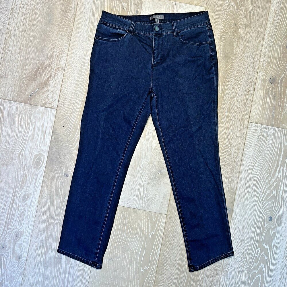 Lisa Rinna - Blue Jeans Women's 12 Dark Blue 5-Pocket Stretch Asymmetric Hem